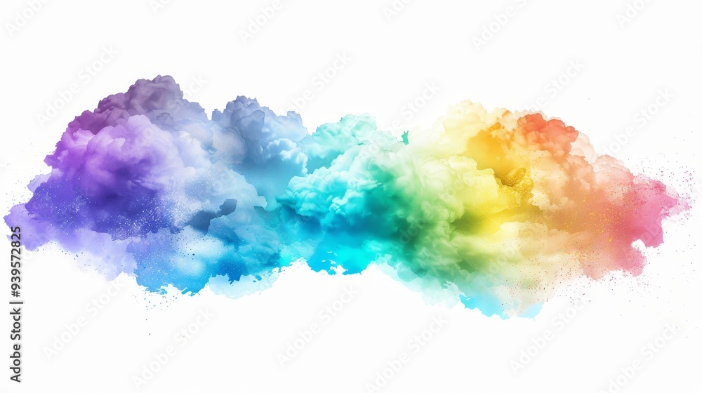 Poster This image features a seamless blend of rainbow colors forming a cloud-like structure, creating an abstract art piece.