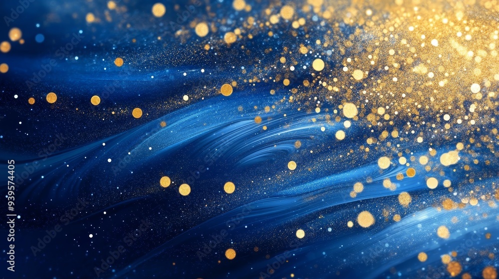 Poster a captivating abstract background with a mesmerizing blend of deep blue and shimmering gold. the ima