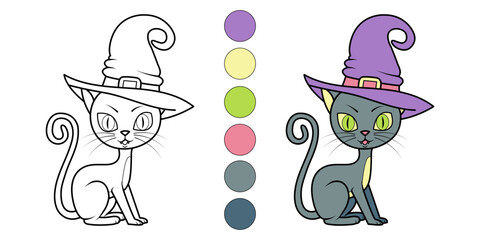 cat in a hat, coloring for kids