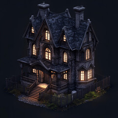 Haunted Mansion at Night.