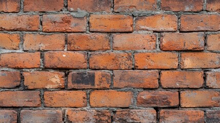 Obraz premium Red brick wall texture with clear, detailed mortar lines, filling the entire frame with a sense of timeless architecture.