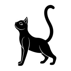  A Cat gracefully stretching silhouette vector illustration 