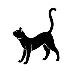  A Cat gracefully stretching silhouette vector illustration 