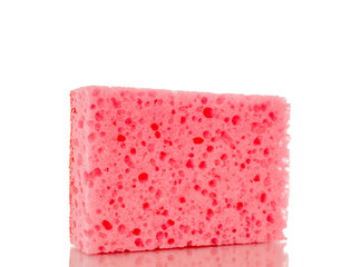 One absorbent sponge, macro, isolated on white background.