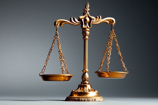 A traditional justice scale, with balanced scales representing fairness and equality, often used as a symbol in legal settings