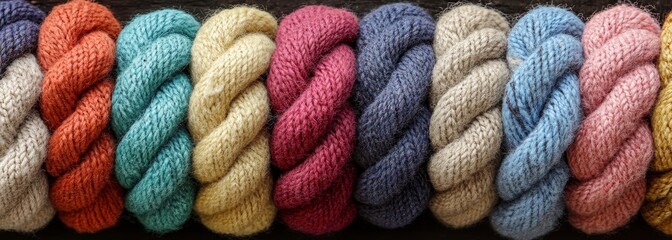 Knit wooly cozy ropes texture background horizontal composition 