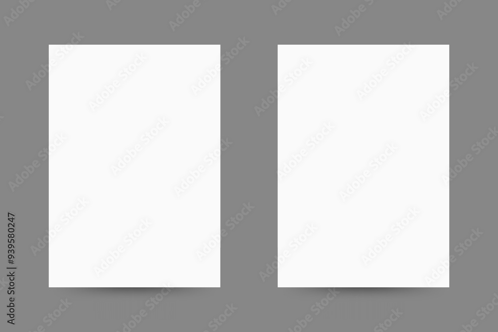 Poster realistic blank sheet of paper with shadow in a4 format. notebook or book page.