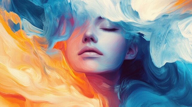 Mental health represented by abstract, colorful visuals with calming and introspective tones, conveying wellness and emotional balance.