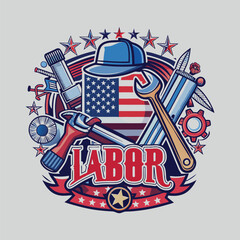 Labor Day composition typographic T shirt design.