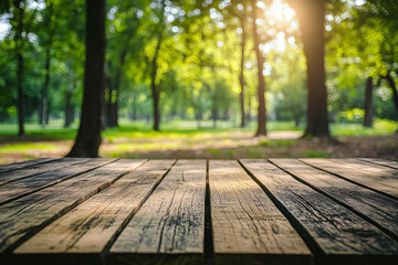 Wooden Table in Forest.