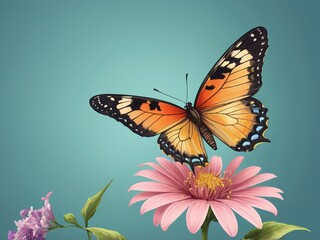 Naklejka premium Butterflies perch on flowers, isolated