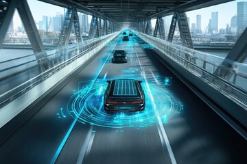 Smart Bridge with integrated sensors and solar panels.