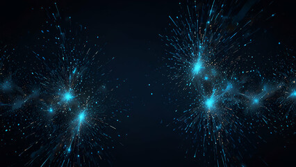 Naklejka premium Dark Blue Background with Glowing Particles. Abstract Design of Soft Light and Subtle Motion.