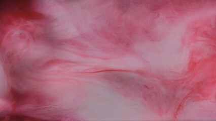 Mist cloud. Paint water blend. Defocused pink red color dust particles texture smog wave on dark abstract art background.