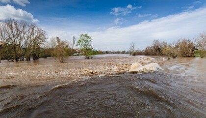 홍수로 인해 범람한 강