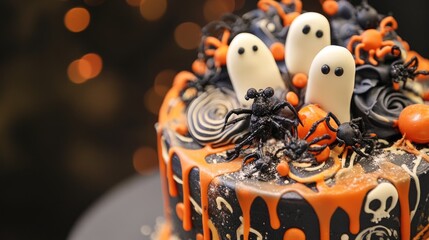 Obraz premium Halloween Cake Decorated with Spooky Motifs
