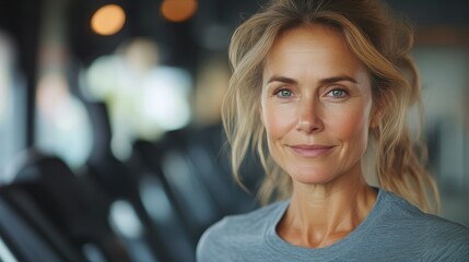 Obraz premium Indoor Fitness Routine: Woman Running on Treadmill