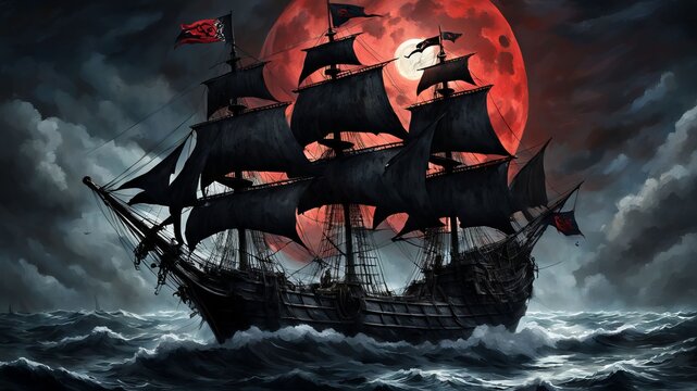 Ship Pirate in the Beginning Sea content created with generative AI