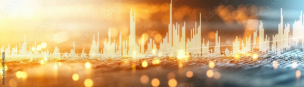 Poster vibrant abstract background with bright light effects, creating a dynamic urban skyline appearance i