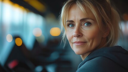 Dynamic Woman Exercising on Treadmill in Gym Setting