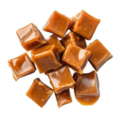 A pile of caramel candy cubes with a rich, sweet texture, perfect for dessert and confectionery lovers