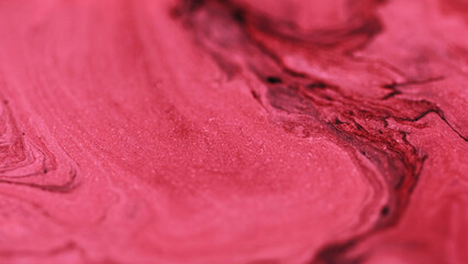 Ink emulsion. Glitter flow. Glowing texture crimson pink red black mix pigment sparking particles...