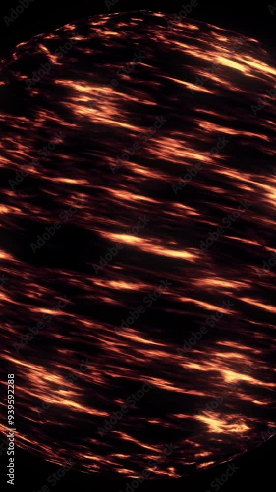 Poster a red magma planet in the solar system rotating isolated on black background, seamless loop. animati