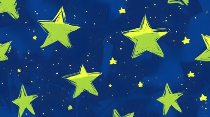 Naklejka premium Green Stars on Blue Background, Abstract Image, Texture, Pattern, Wallpaper, Cover and Screen of Smartphone, Cell Phone, Computer, Laptop, 9:16 and 16:9 Format
