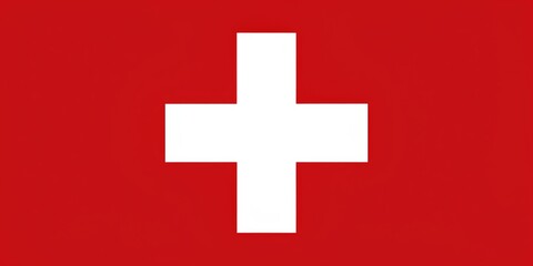 Simple White Cross on a Red Background, Switzerland, flag, national, symbol