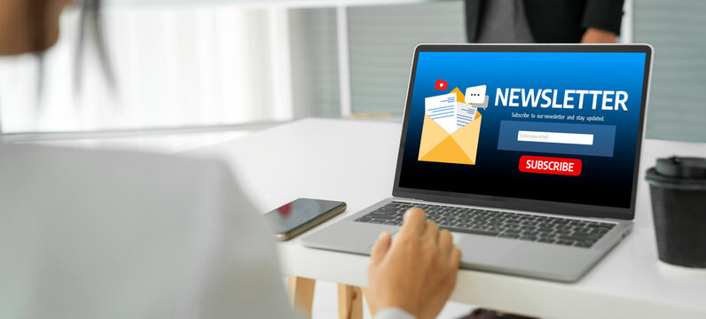 newsletter signup page on computer for customer to subscribe snugly newsletter update information to subscriber - Powered by Adobe