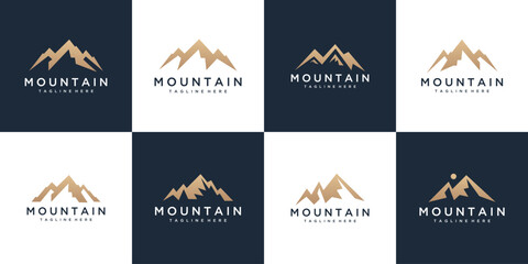 mountain icon collection vector logo symbol illustration design, mountain landscape design