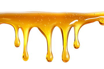 Honey dripping liquid syrup isolated on transparent background