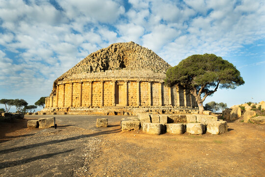 The Royal Mausoleum of Mauretania, the tomb of the Berber King Juba II and Queen Cleopatra Selene II, Tipaza Province, Algeria.