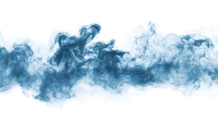 Blue Smoke on White Background, Abstract Image, Texture, Pattern, Wallpaper, Cover and Screen of Smartphone, Cell Phone, Computer, Laptop, 9:16 and 16:9 Format