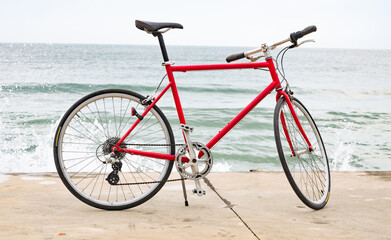 Naklejka premium Bicycles and bike path seaside.