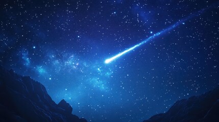 Fototapeta premium A starry night sky with a bright comet streaking across the cosmos.