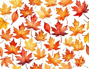 Obraz premium Watercolor illustration of colorful autumn leaves, perfect for fall-themed designs.