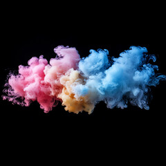 Fototapeta premium Abstract background with colorful ink smoke swirling against black