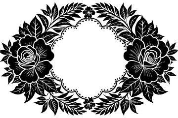 Vintage border frame engraving with retro ornament pattern