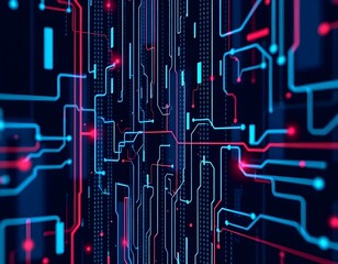 red and blue circuit board background create with ai