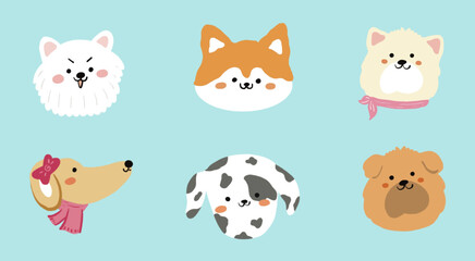 Fototapeta premium cute dog face illustration vector