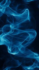 Fototapeta premium Blue Smoke on Black Background, Abstract Image, Texture, Pattern, Wallpaper, Cover and Screen of Smartphone, Cell Phone, Computer, Laptop, 9:16 and 16:9 Format