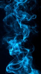 Obraz premium Blue Smoke on Black Background, Abstract Image, Texture, Pattern, Wallpaper, Cover and Screen of Smartphone, Cell Phone, Computer, Laptop, 9:16 and 16:9 Format
