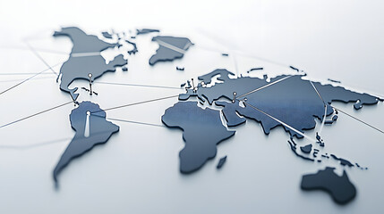 Macro View of Global Trade Network Visual, Lines Interconnecting Countries and Regions Depicting Economic Interdependence.