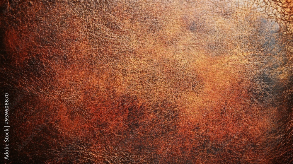 Poster a textured surface resembling aged leather with warm tones and intricate patterns.