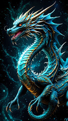 Abstraktion Der Drache im Raum 9x16. Hintergrund für das Design 5.