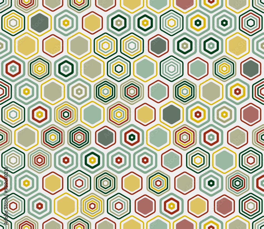 Poster abstract mosaic background. geometric shapes of varied style and color. hexagonal shapes. tileable p