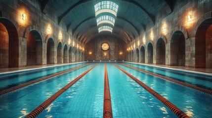 Fototapeta premium A pool for sports and swimming with an exquisite design.