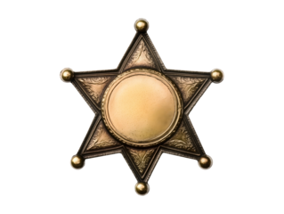 Vintage sheriff badge isolated on transparent or white background