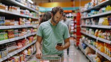 The man with shopping cart